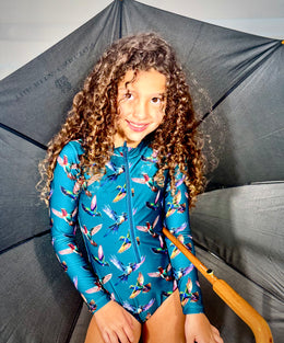 Mini Dream Rash Guard One-Piece - Soul in Flight Print – Sustainable Sun Protection with Style