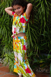 Girls Capri Loose Pants Wide-Leg