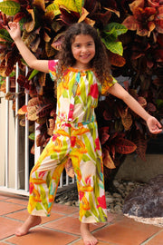 Girls Capri Loose Pants Wide-Leg