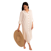 Bella Linen Maxi Shirtdress