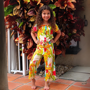 Girls Capri Loose Pants Wide-Leg