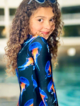 Mini Dream Rash Guard One-Piece-Ocean Dream Land Print – Sustainable Sun Protection with Style.