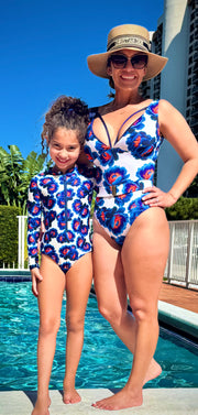 Deborah Reversible One-Piece Swimsuit - Heaven in Bloom Print.